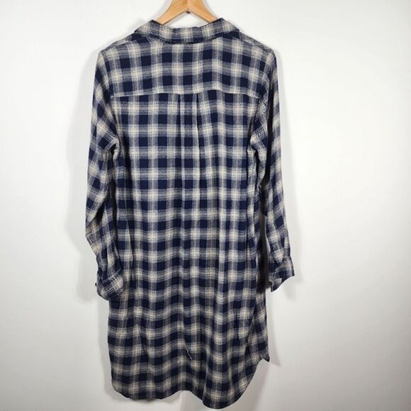 Madewell Navy Flannel Daywalk Shirtdress in Fairfax Plaid Size Medium - Picture 4 of 9
